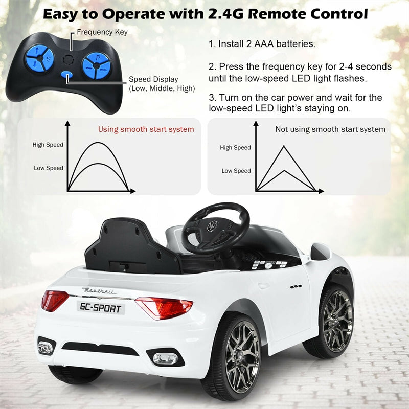 Kids Ride On Car 12V Licensed Maserati GranCabrio Battery Powered Electric Car with Remote Control & Lights