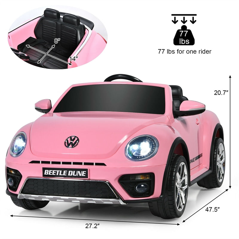 12V Battery Powered Volkswagen Beetle Kids Electric Ride On Car with Remote Control - Oversize