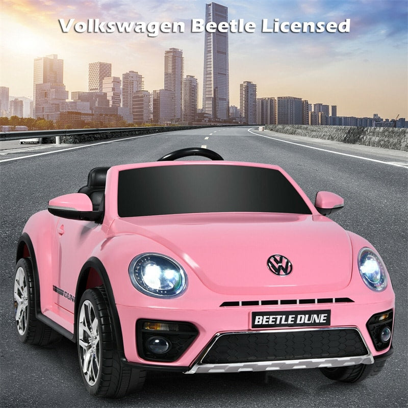 12V Battery Powered Volkswagen Beetle Kids Electric Ride On Car with Remote Control - Oversize