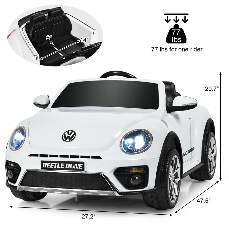 12V Battery Powered Volkswagen Beetle Kids Electric Ride On Car with Remote Control - Oversize