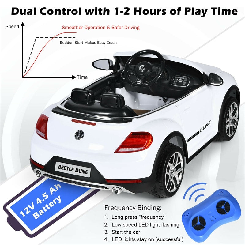 12V Battery Powered Volkswagen Beetle Kids Electric Ride On Car with Remote Control - Oversize