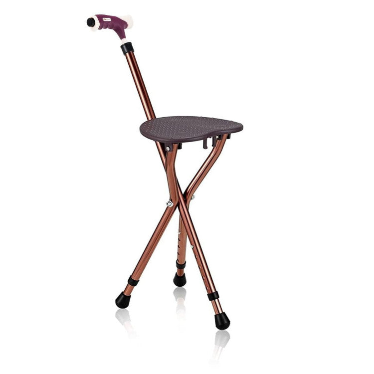 Lightweight Adjustable Folding Cane Seat with LED Light