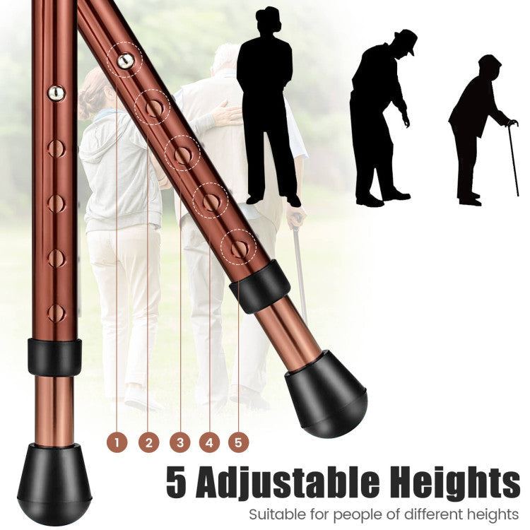 Lightweight Adjustable Folding Cane Seat with LED Light