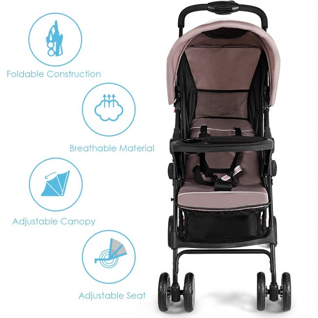 Toddler Travel Stroller for Airplane with Adjustable Backrest and Canopy