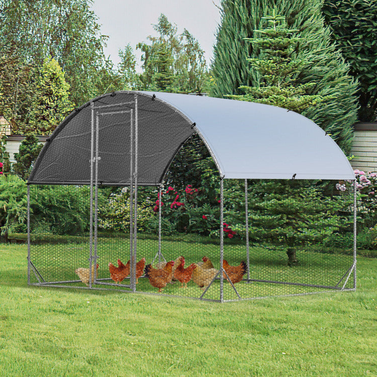 6.2/12.5/19 Feet Lockable Large Metal Chicken Coop Outdoor Dome Cage with Waterproof Cover