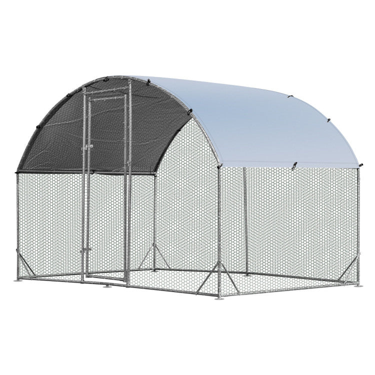 6.2/12.5/19 Feet Lockable Large Metal Chicken Coop Outdoor Dome Cage with Waterproof Cover