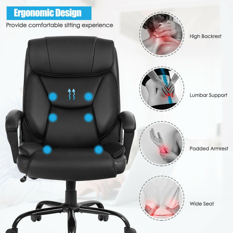 Massage Executive Office Chair with 6 Vibrating Points and Adjustable Height