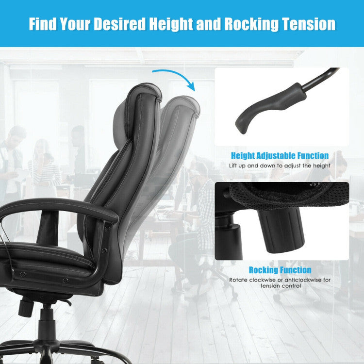 Massage Executive Office Chair with 6 Vibrating Points and Adjustable Height