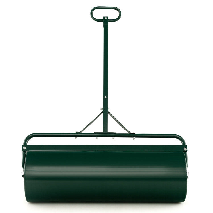 Metal Lawn Roller with Detachable Gripping Handle and Removable Drain Plug