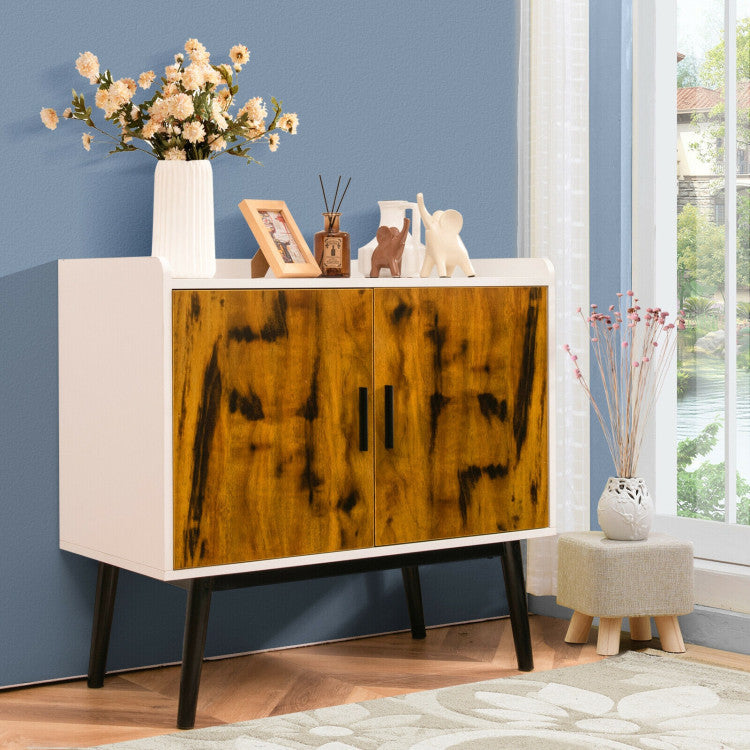 Mid-Century Wood Storage Cabinet with Anti-slip Foot Pads for Living Room Entryway