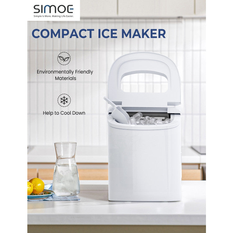 Mini Portable Electric Ice Maker Machine with Ice Scoop for Countertops and Bars