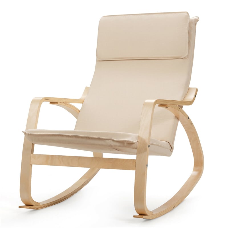 Modern Bentwood Rocking Chair Relax Rocker Lounge Chair with Removable Upholstered Cushion