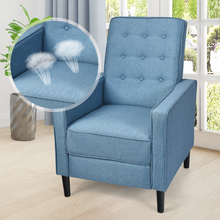 Modern Fabric Push-Back Recliner Chair with Adjustable Backrest and Thick Cushion