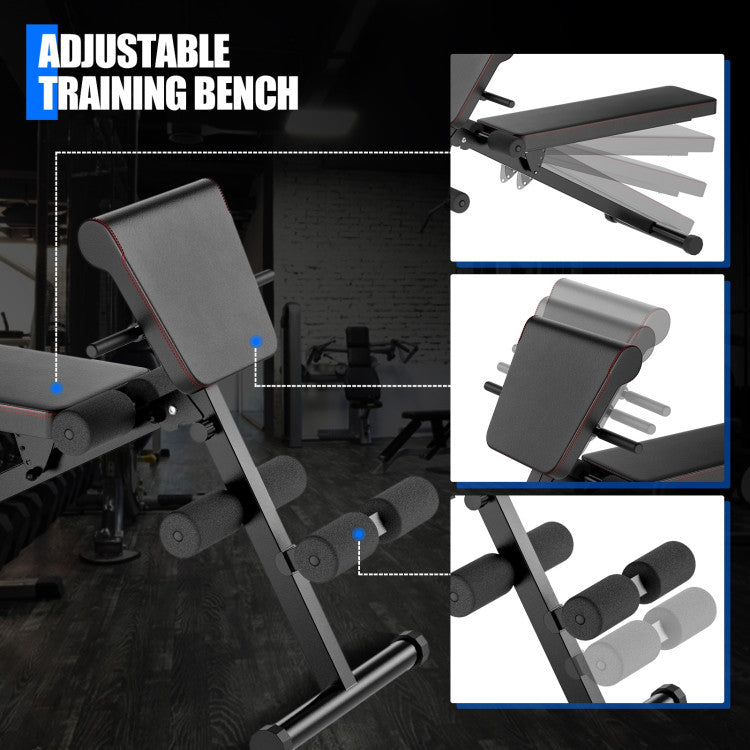 Multi-Functional Folding Full Body Exercise Weight Bench with Adjustable Height