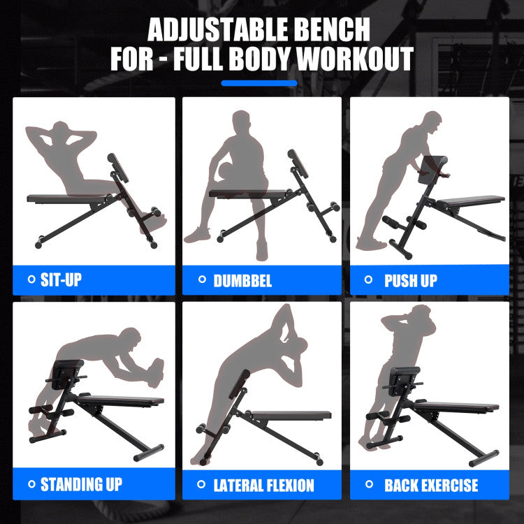 Multi-Functional Folding Full Body Exercise Weight Bench with Adjustable Height