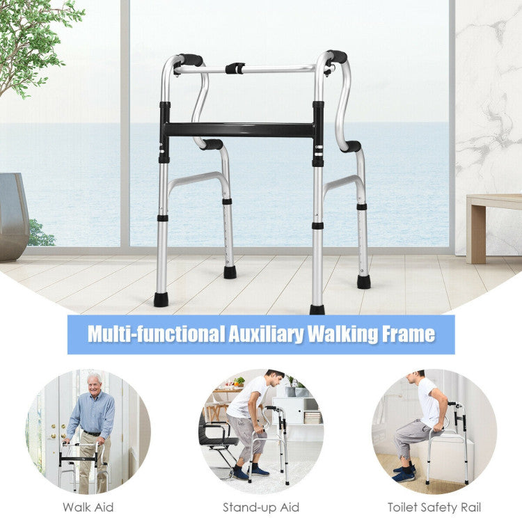 Folding Aluminum Walking Frame Walker Rollator Walker with Adjustable Height