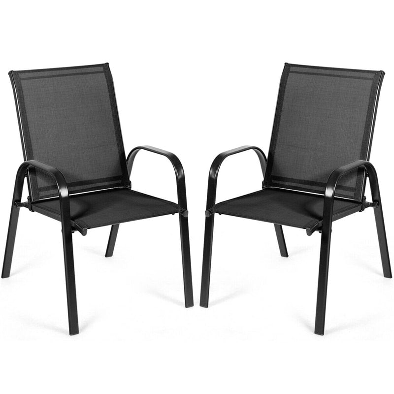 2 PCS Patio Chairs Outdoor Dining Chairs with Breathable Fabric & Steel Frame