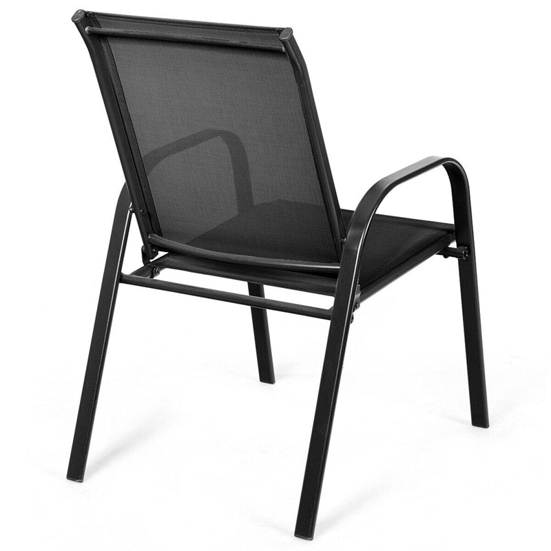 2 PCS Patio Chairs Outdoor Dining Chairs with Breathable Fabric & Steel Frame