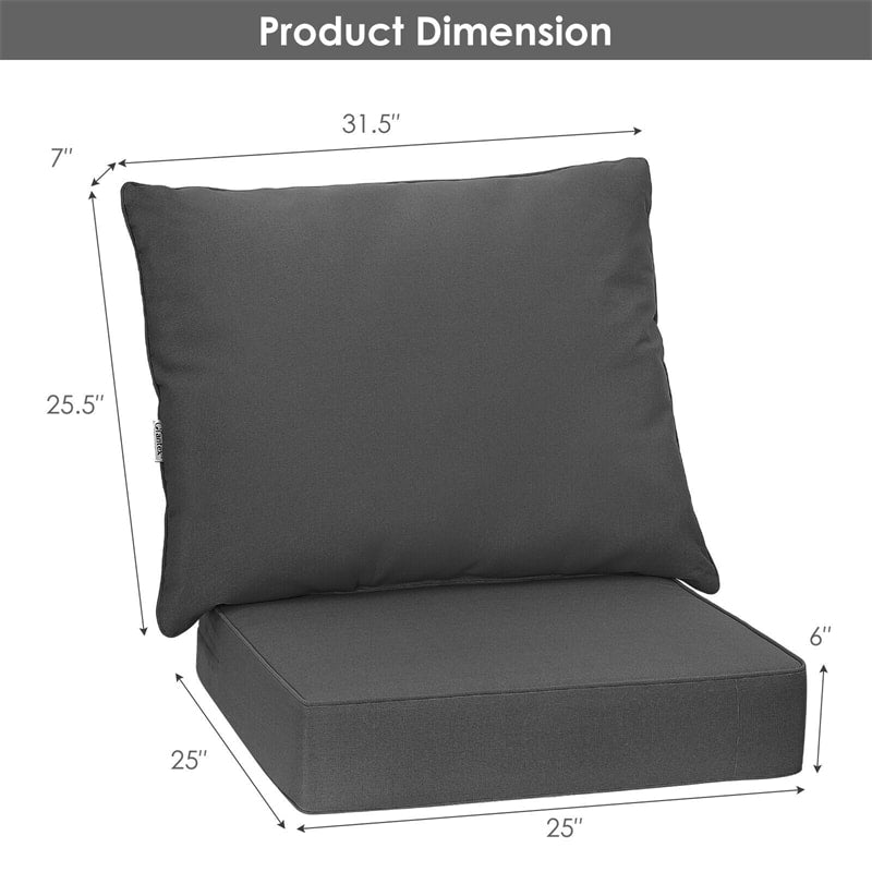 Outdoor Chair Cushion Set Back & Deep Seat Replacement Cushions for Patio Furniture