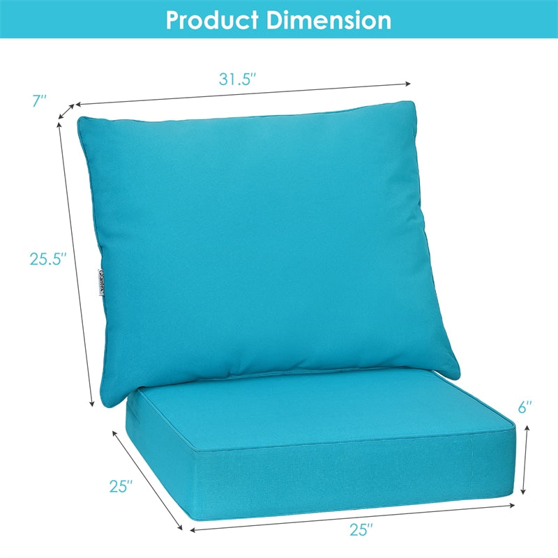 Outdoor Chair Cushion Set Back & Deep Seat Replacement Cushions for Patio Furniture