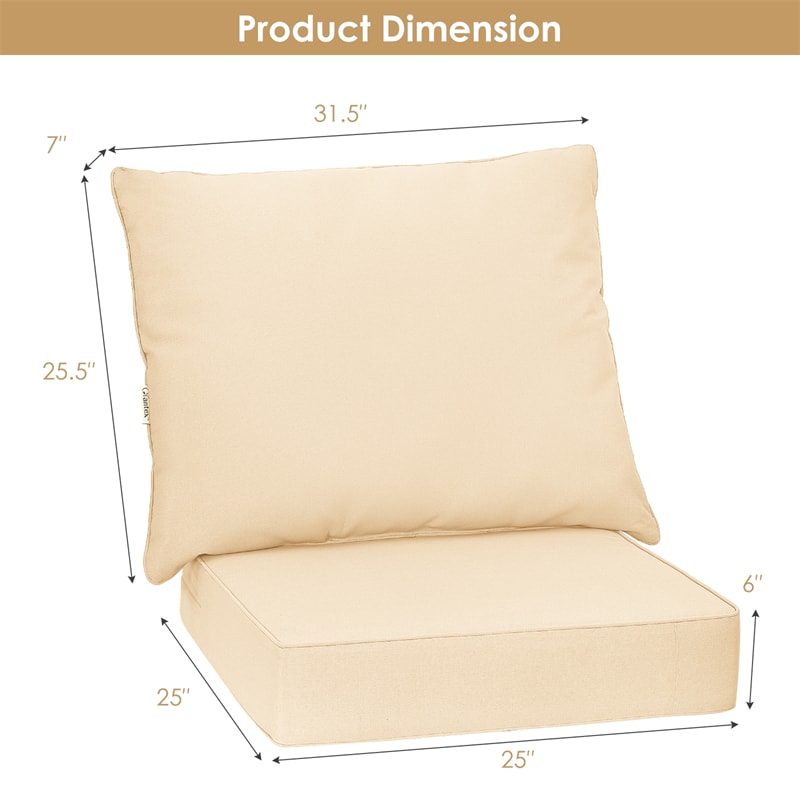 Outdoor Chair Cushion Set Back & Deep Seat Replacement Cushions for Patio Furniture