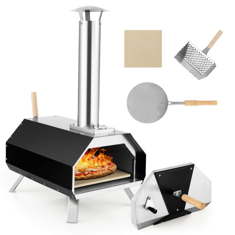 Outdoor Foldable Pizza Oven with Pizza Stone and Removable Oven Door for Camping