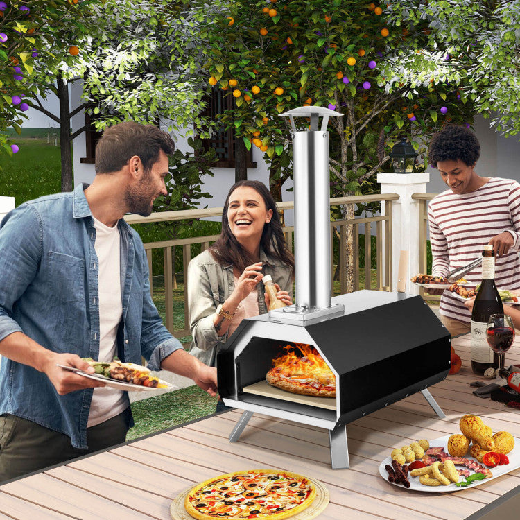 Outdoor Foldable Pizza Oven with Pizza Stone and Removable Oven Door for Camping