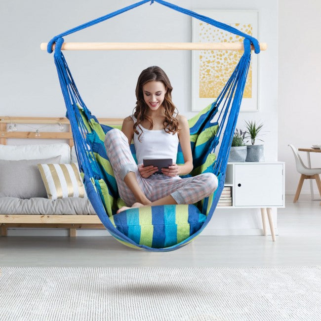 Outdoor Hanging Rope Swing 2 Seats Yard Hammock Chair