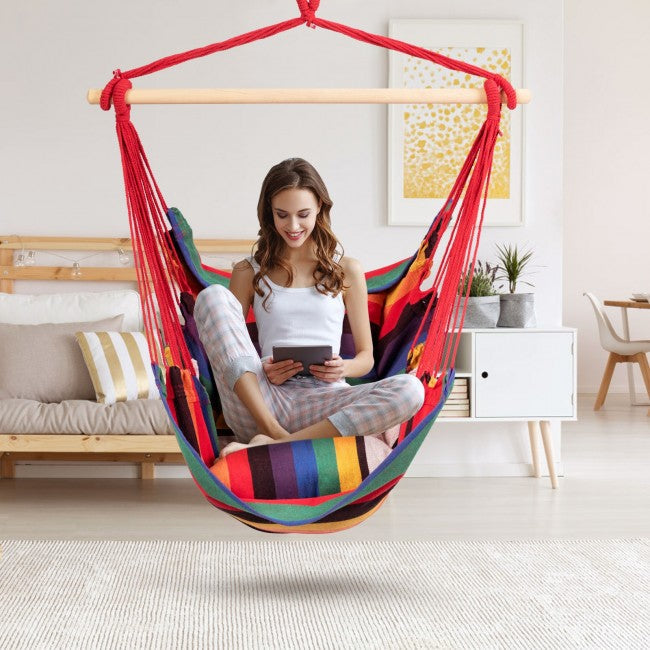 Outdoor Hanging Rope Swing 2 Seats Yard Hammock Chair