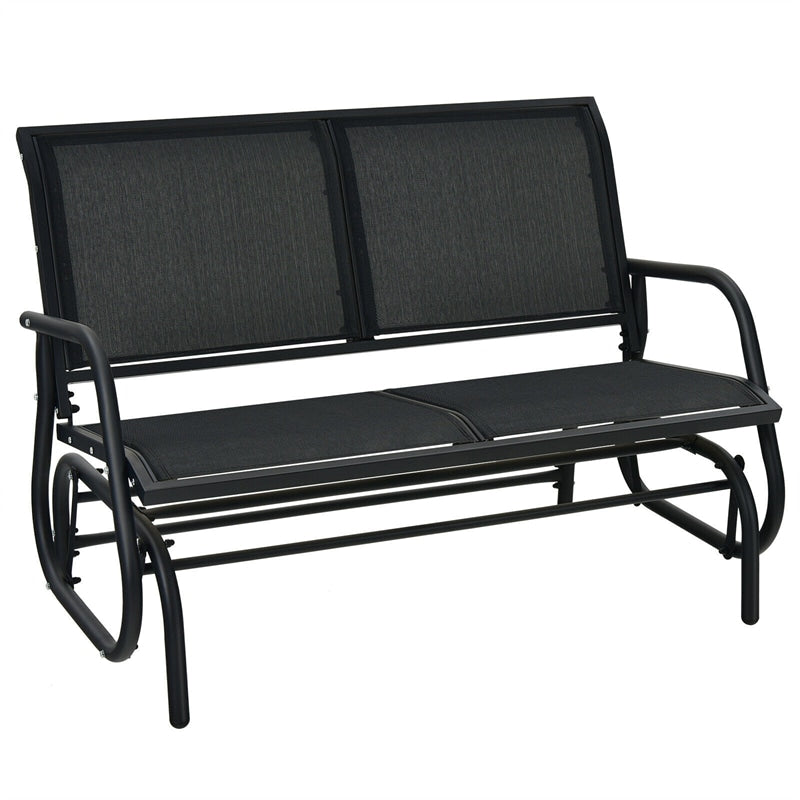 2 Person Outdoor Glider Bench 48" Backyard Loveseat Rocker Lounge Chair Patio Swing Glider Bench with Metal Frame