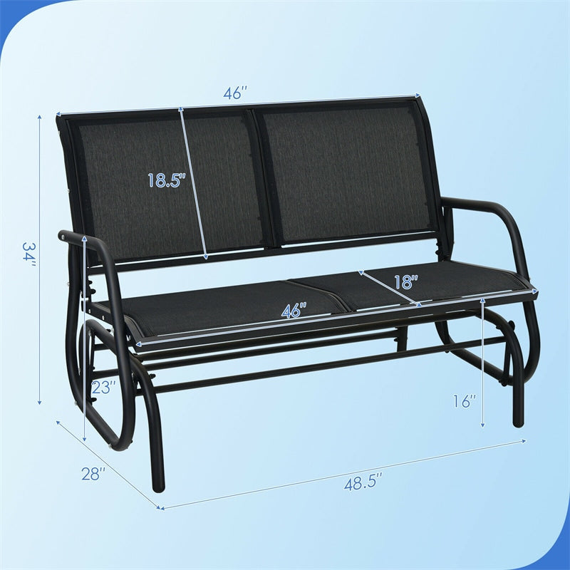 2 Person Outdoor Glider Bench 48" Backyard Loveseat Rocker Lounge Chair Patio Swing Glider Bench with Metal Frame