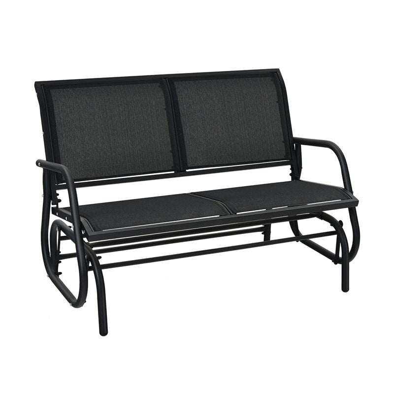 2 Person Outdoor Glider Bench 48" Backyard Loveseat Rocker Lounge Chair Patio Swing Glider Bench with Metal Frame