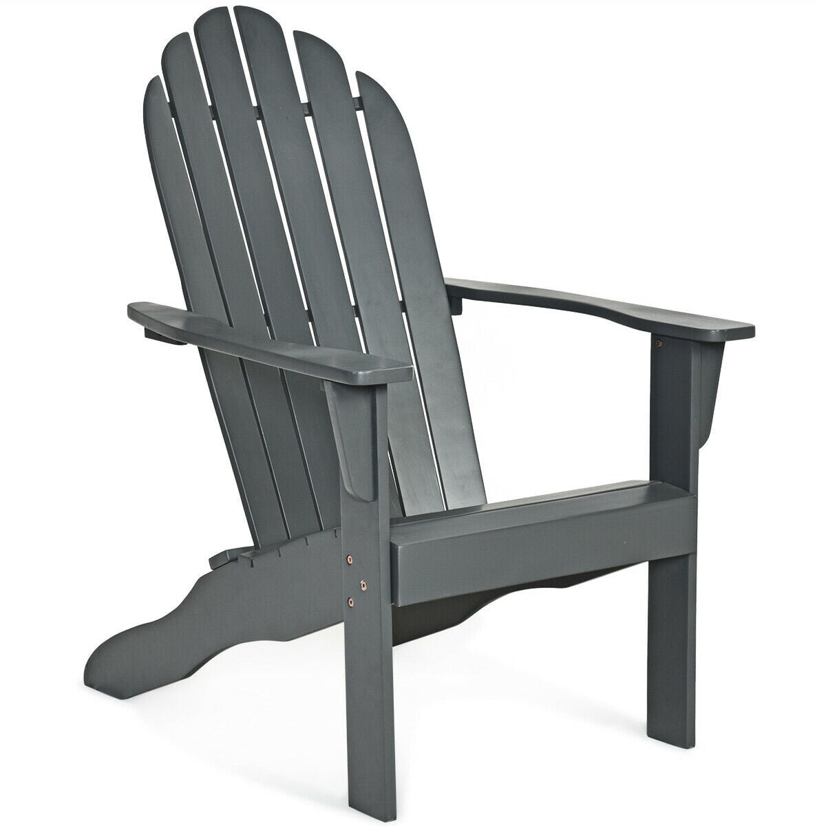 Outdoor Wooden Adirondack Chair Patio Garden Armchairs with Slatted Seat