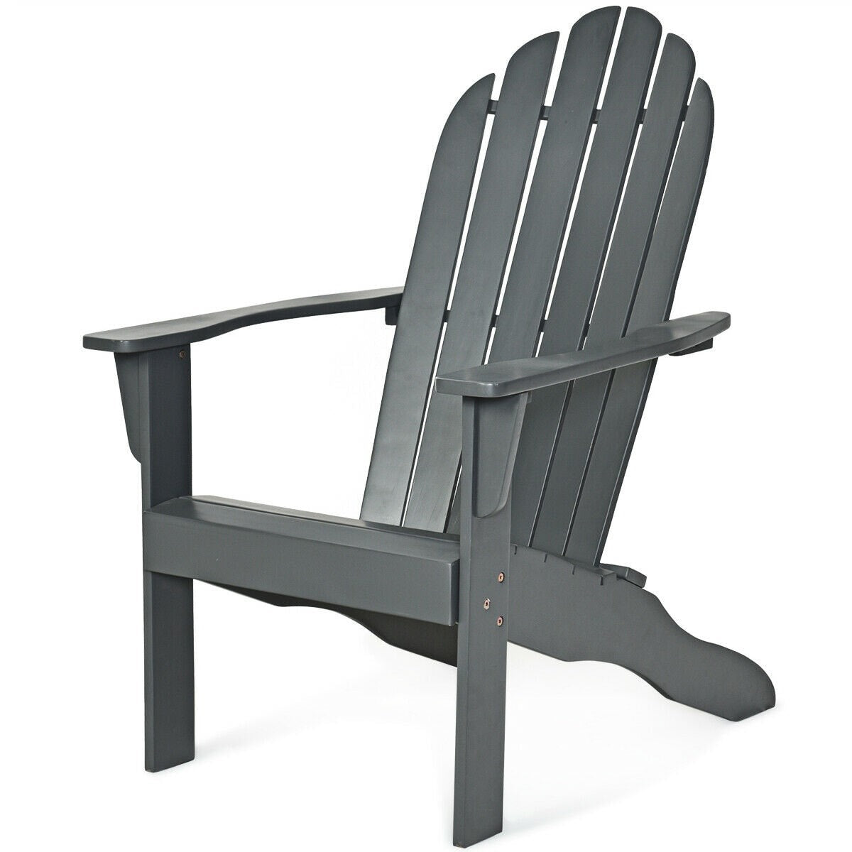 Outdoor Wooden Adirondack Chair Patio Garden Armchairs with Slatted Seat