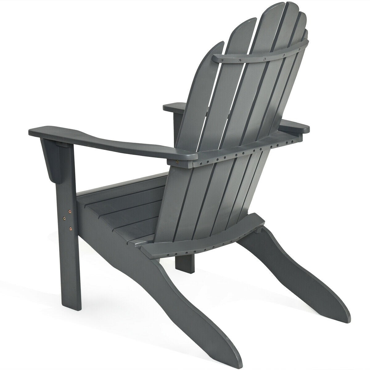 Outdoor Wooden Adirondack Chair Patio Garden Armchairs with Slatted Seat