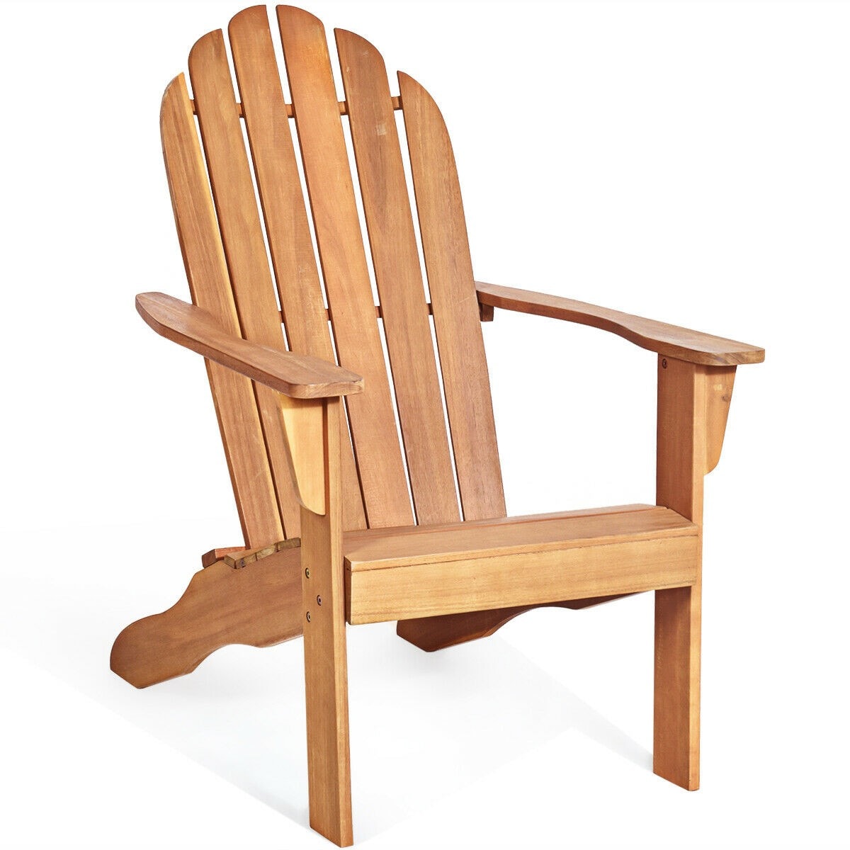 Outdoor Wooden Adirondack Chair Patio Garden Armchairs with Slatted Seat