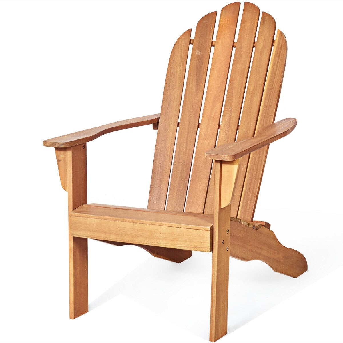 Outdoor Wooden Adirondack Chair Patio Garden Armchairs with Slatted Seat