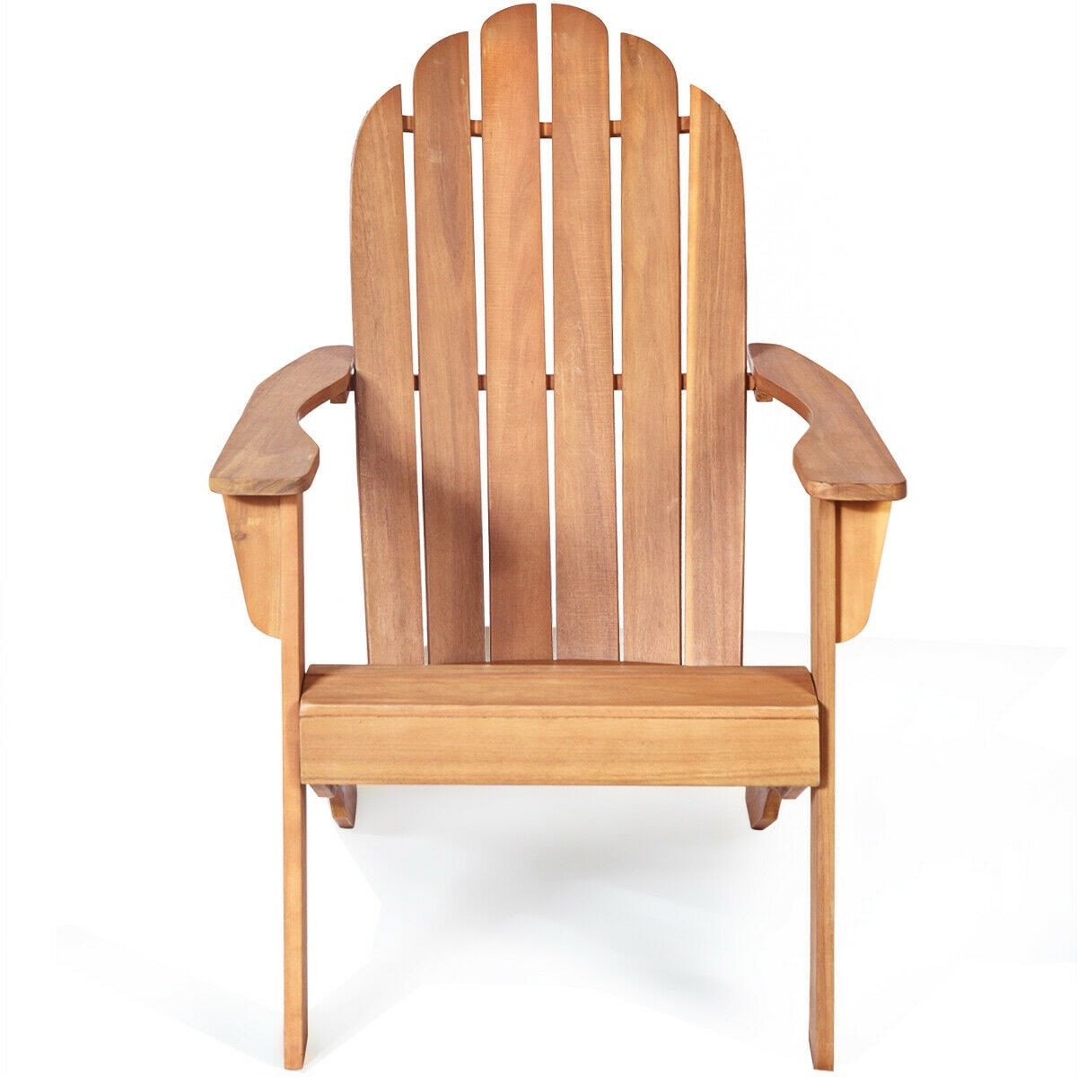 Outdoor Wooden Adirondack Chair Patio Garden Armchairs with Slatted Seat