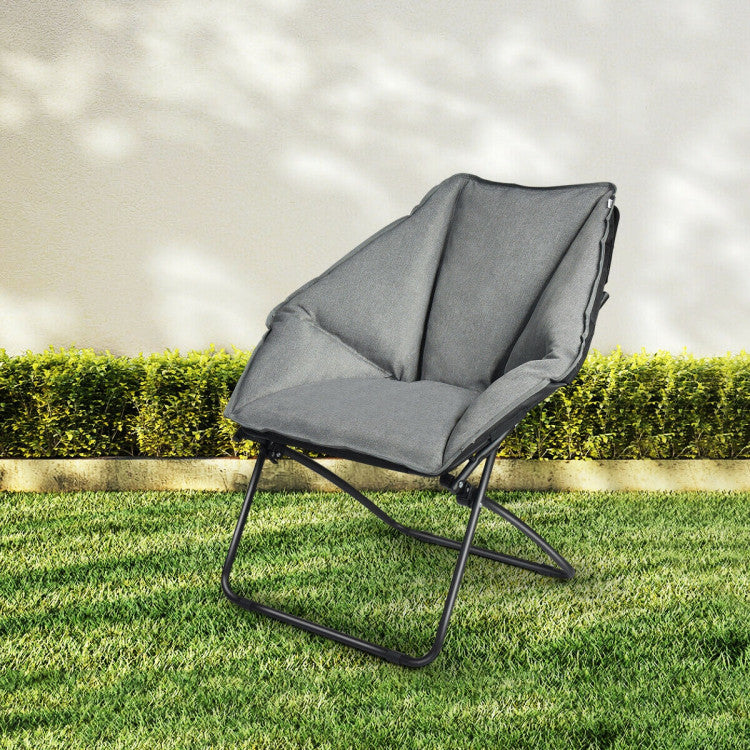 Oversized Foldable Leisure Camping Chair with Non-slip Foot Mats