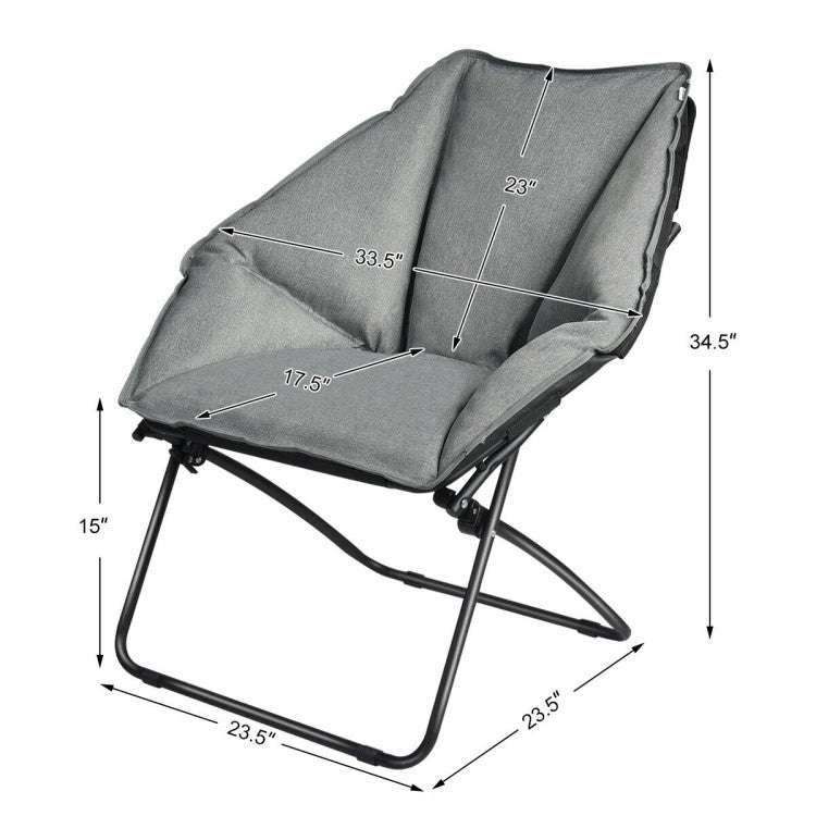 Oversized Foldable Leisure Camping Chair with Non-slip Foot Mats