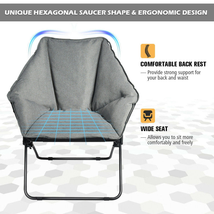 Oversized Foldable Leisure Camping Chair with Non-slip Foot Mats