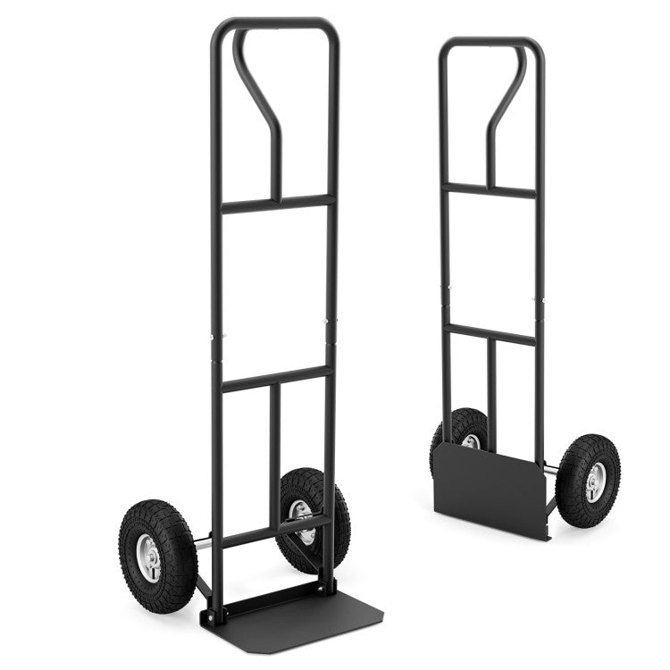 P-Handle Hand Truck with Foldable Load Plate for Warehouse Garage