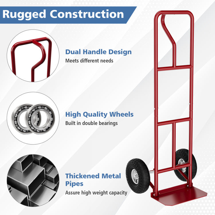 P-Handle Hand Truck with Foldable Load Plate for Warehouse Garage