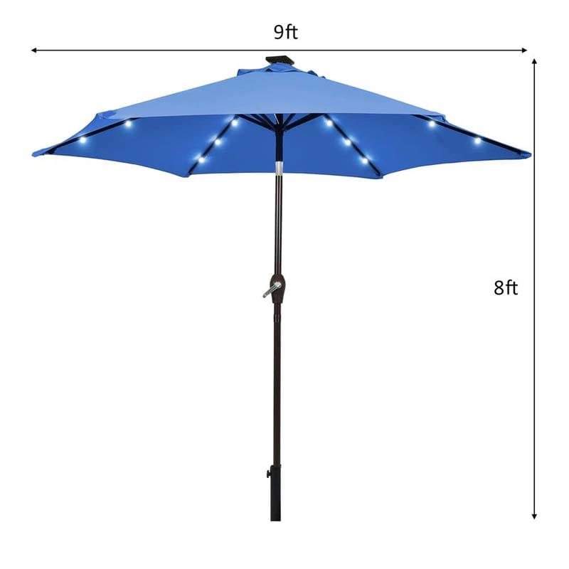 Outdoor 9 FT Offset Patio Umbrella with Solar LED Light