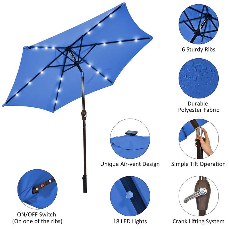 Outdoor 9 FT Offset Patio Umbrella with Solar LED Light