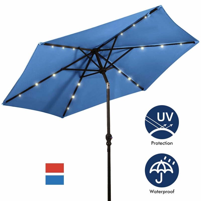 Outdoor 9 FT Offset Patio Umbrella with Solar LED Light