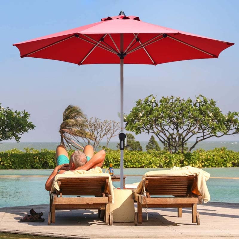 9' Patio Outdoor Market Umbrella Patio Table Umbrella with Aluminum Pole