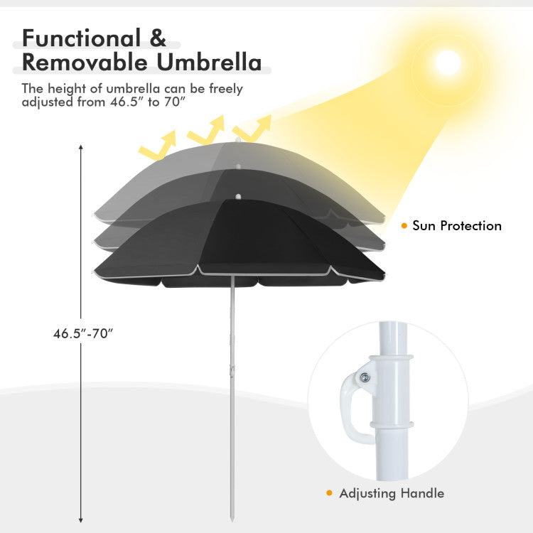 Portable Folding Picnic Double Chair with Umbrella for Outdoor Patio and Camping