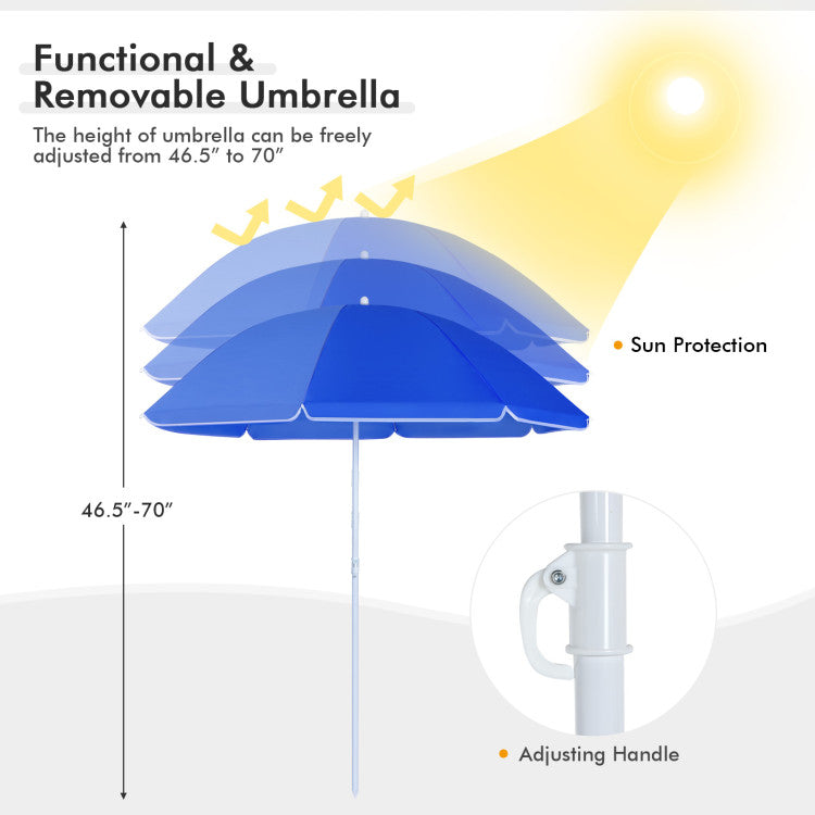 Portable Folding Picnic Double Chair with Umbrella for Outdoor Patio and Camping