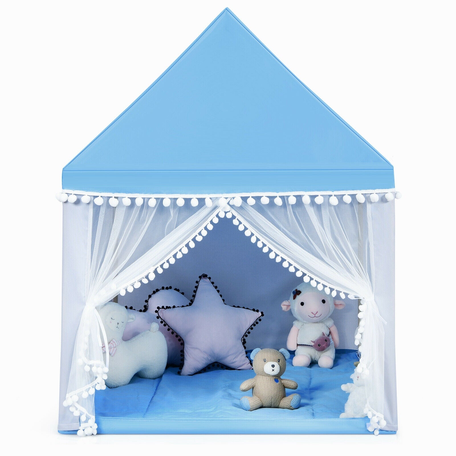 Portable Play Tent Large Playhouse Castle Fairy Tent Gift with Mat for Kids